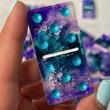 Purple & Teal Alcohol Ink Dominos 🔴(4-6 week delivery time)