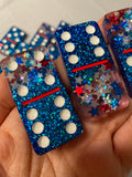 American Flag Theme Glitter Dominos 🔴(4-6 week delivery time)