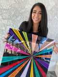 Black & Rainbow Geometric Painting 24x24 inch