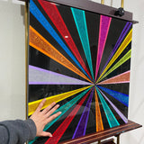 Black & Rainbow Geometric Painting 24x24 inch